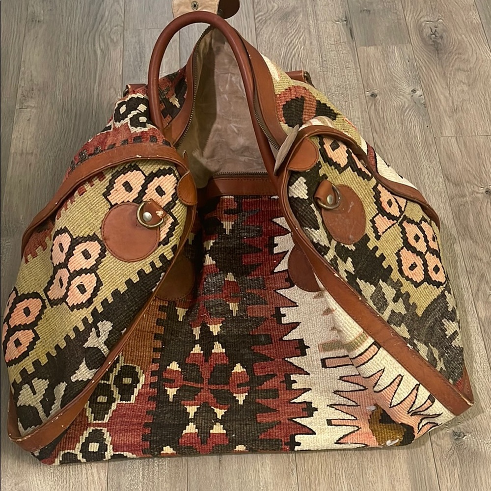 Red and Brown Totes with Leather Accents